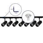 Bright Choice Complete Set 1-Phase Rail L 1,5 x 1,5 Meter Black | incl. 7x Spot + GU10 2700K 3W Dimmable + End Cap, Power Connector and L -Connector